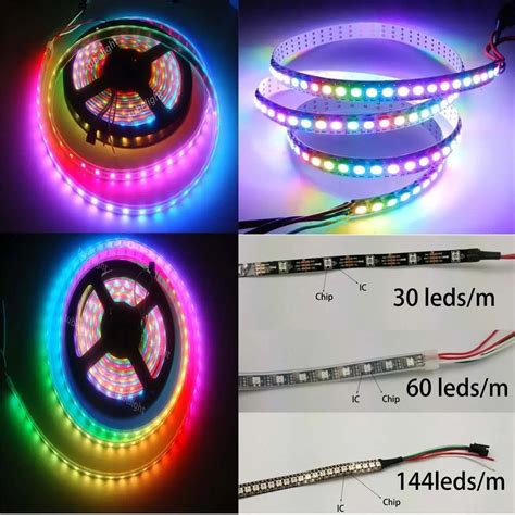 WS2812B 5050 RGB LED Strip 5M 150 300 Leds 144 60LED M Individual