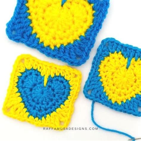 20 Free Crochet Heart Square Patterns • Raffamusadesigns