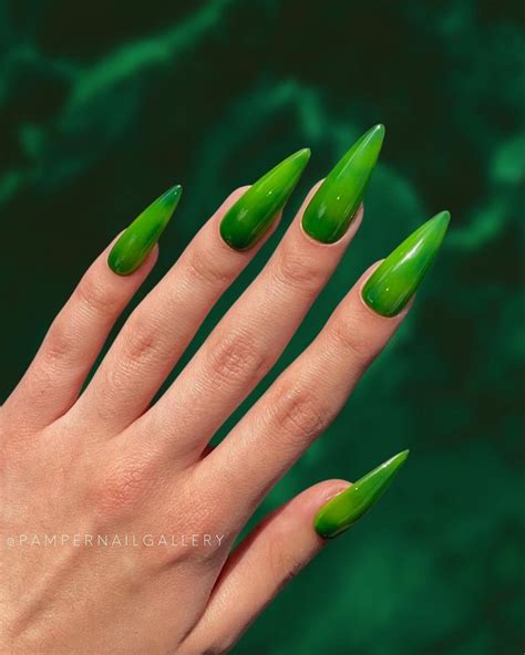 Dark Green Stiletto Nails