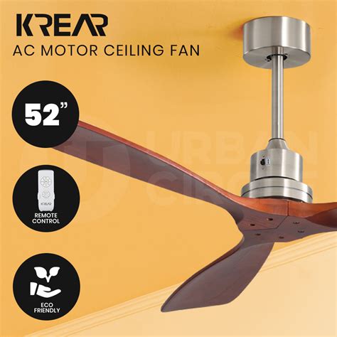 Krear 52 Inch Ceiling Fan Wooden Blades Dc Motor Fans Light Led Remote