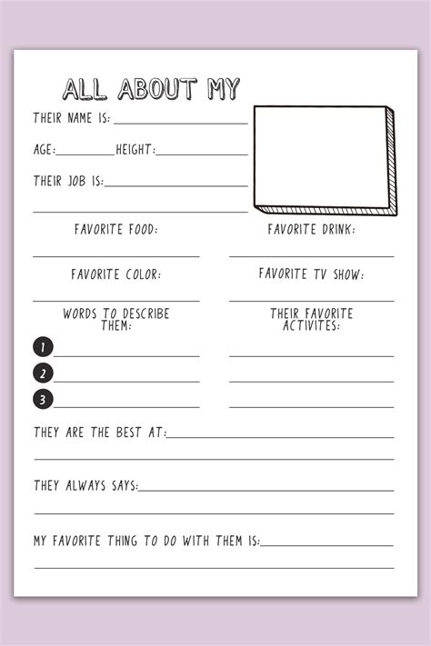 Printable All About My Mom Worksheet For Mothers Day The Benson