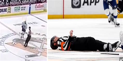 Terrifying Moment NHL Referee Is Stretchered Off The Ice Following