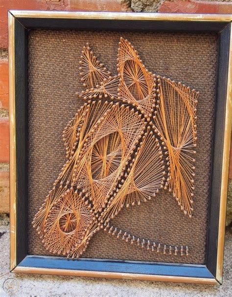 RARE Vintage 70s Copper Wire String Art Horse Head Framed Handmade Craft Kit VTG | #1754215254