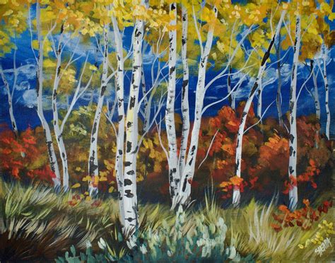 Fall Birch Tree Acrylic Painting The Art Sherpa Gallery The Art