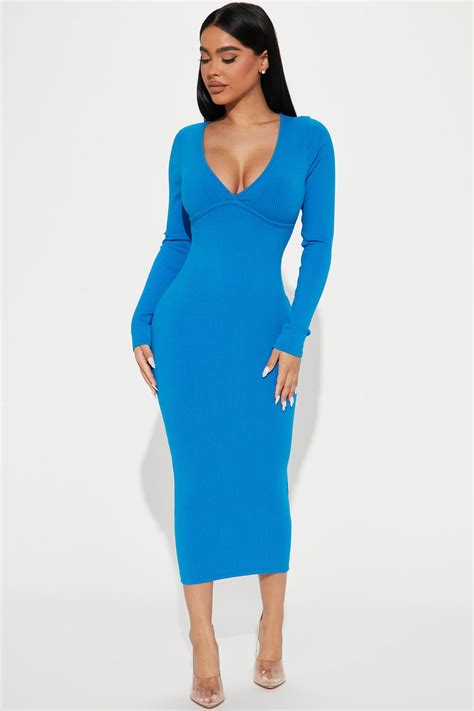 Tasha Snatched Midi Dress Blue Fashion Nova Dresses Fashion Nova