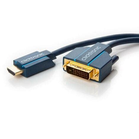 Clicktronic Câble adaptateur DVI vers HDMI Câble Premium 1x DVI D