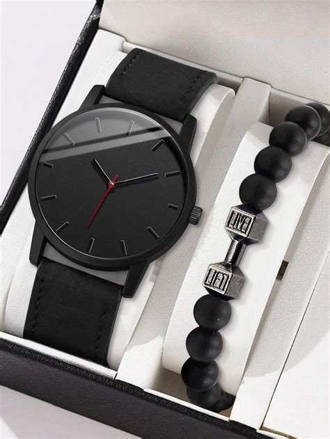 Pc Men Round Pointer Quartz Watch Pc Bracelet Quartz Watch