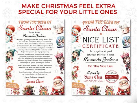 Editable Santa Letter And Nice List Certificate Personalised Letter