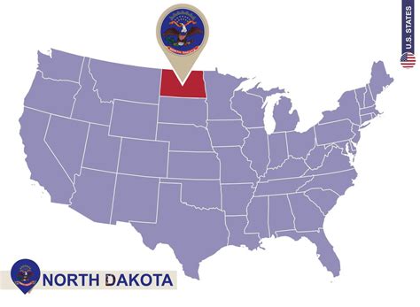 North Dakota State On USA Map North Dakota Flag And Map 7411494