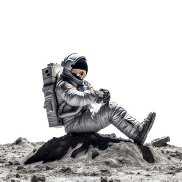 Astronaut Seated In Moon Astronaut Moon Space PNG Transparent Image