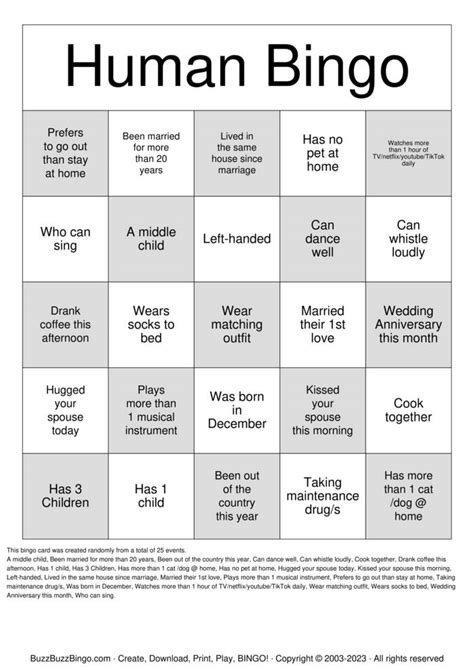 Human Bingo Bingo Cards To Download Print And Customize