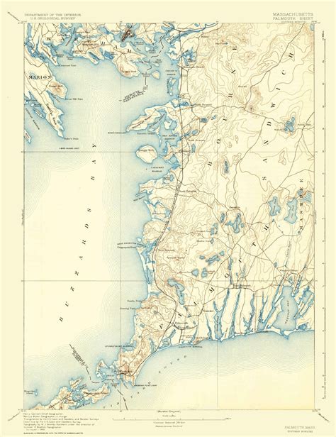 Buzzards Bay Falmouth Map 1893 Nautical Chart Print Etsy