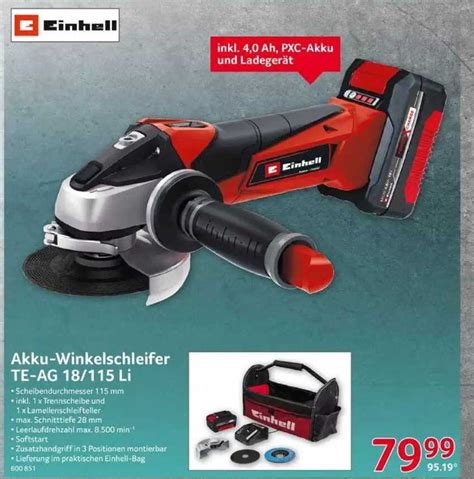 Akku Winkelschleifer Te Ag 18 115 Li Einhell Angebot Bei Selgros