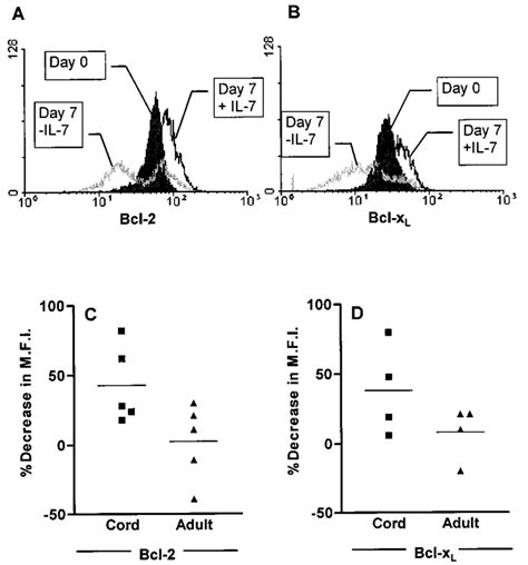 Bcl And Bcl X L Expression By Cord Blood Cd Ra T Cells Before And