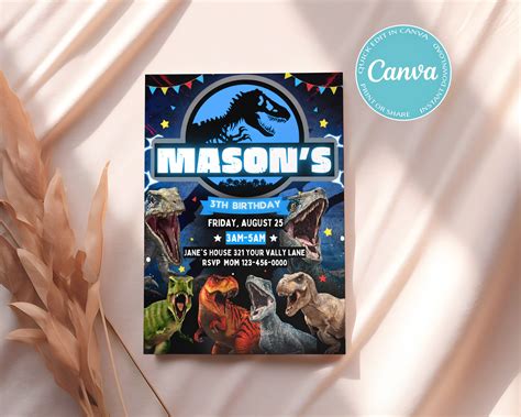 Editable Jurassic World Birthday Invitation Jurassic World Invitation Boys And Girls Party