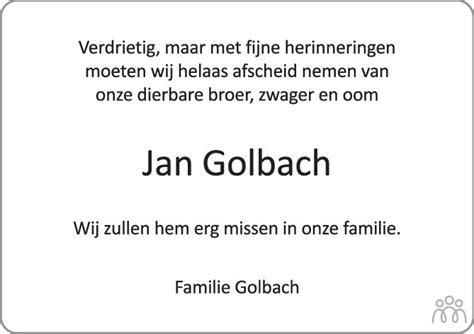 Jan Johannes Albertus Maria Golbach 10 09 2023 Overlijdensbericht En