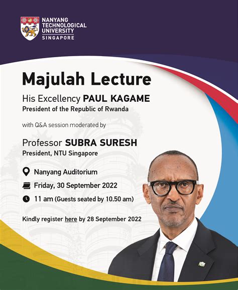 President of Rwanda, Paul Kagame will be speaking at NTU this Friday 30 ...