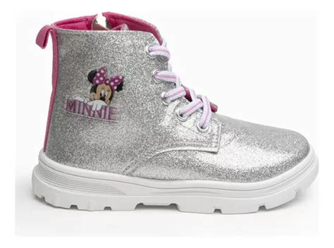 Botin Niña Brillos Minnie Plateado Disney Cuotas sin interés