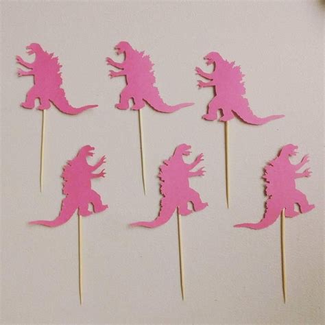 Godzilla Cupcake Toppers Dinosaur Cupcake Toppers Godzilla Etsy Godzilla Birthday Party