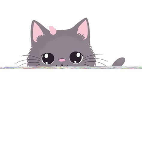 Miau Clipart Gatinho Fofo De Desenho Animado Cinza Laço Rosa Vetor