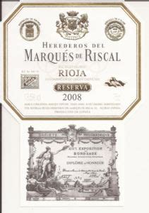 Etiqueta De Bebida Marqu S De Riscal Reserva Herederos Del