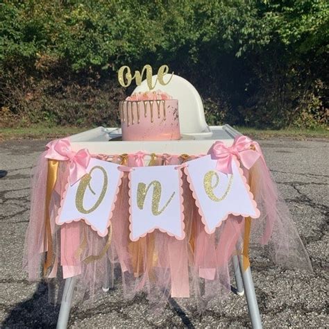 Pink And Gold High Chair Banner ONE Banner First Birthday Etsy