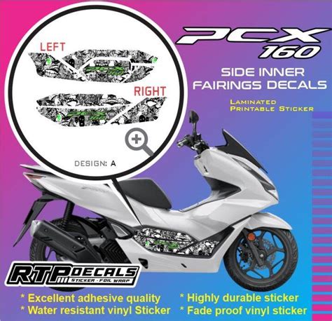 Honda Pcx 160 Side Inner Fairings Decals Stickerprinted And Laminated