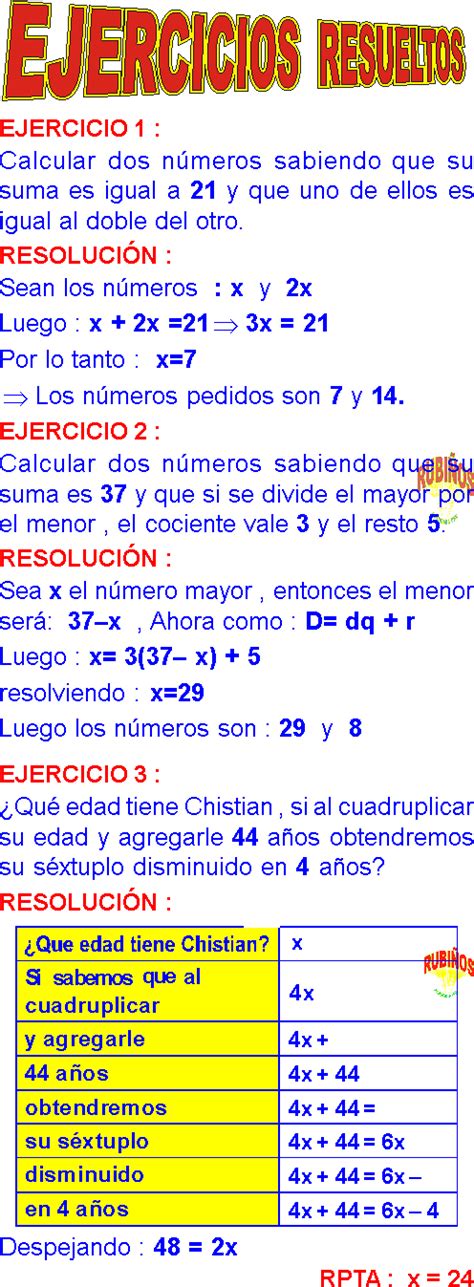 Planteo De Ecuaciones Ejercicios BÁsicos Resueltos Pdf