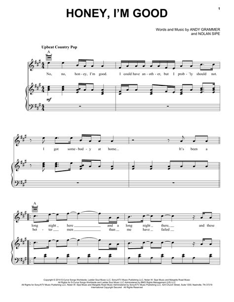 Honey, I'm Good | Sheet Music Direct