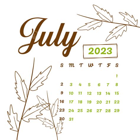 Monthly Calendar Png Picture Aesthetic Calendar Monthly July July