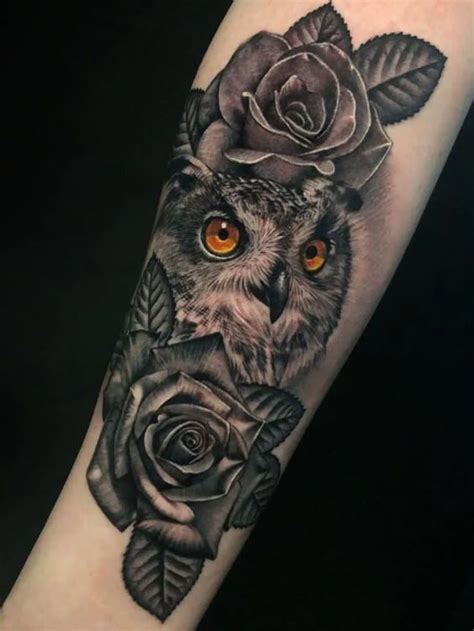 Owl And Rose Tattoo Designs