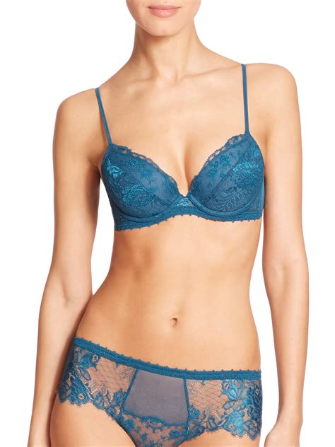 Lyst La Perla Lace Push Up Bra In Blue