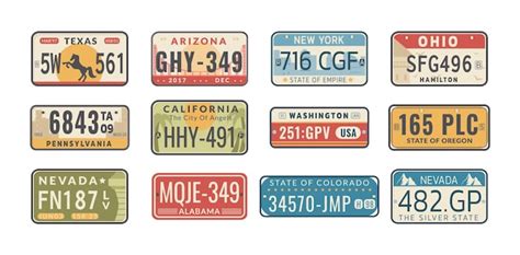 Conjunto De Placas De Matr Cula De Veh Culos De Autom Viles De Los