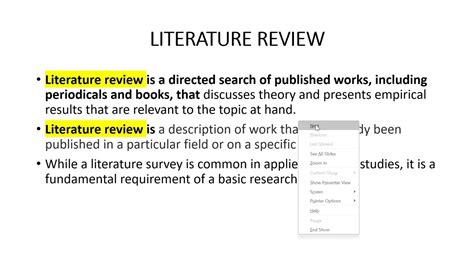 Review Of Literature Literature Review Types Of Literature Review