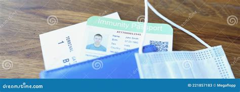 Immunity Passport And Protective Medical Mask With Plane Ticket Is On