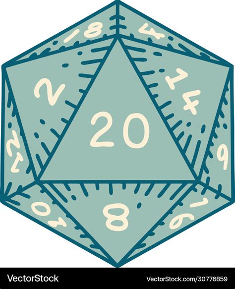 Tattoo Style Icon A D20 Dice Royalty Free Vector Image