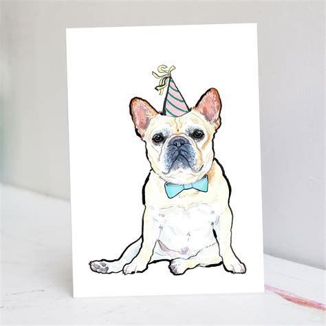 White French Bulldog Birthday Card French Bulldog Birthday Etsy