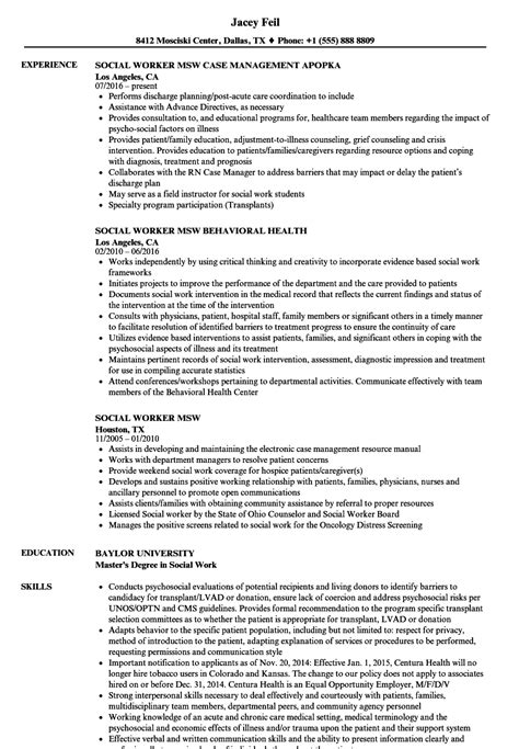 Social Worker Msw Resume Samples Velvet Jobs