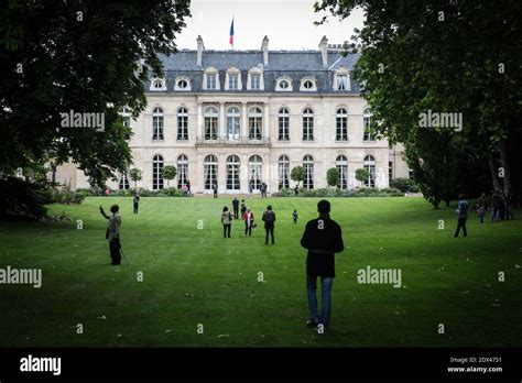 A view of the garden of the Elysee palace, the French president official residence, on an open ...