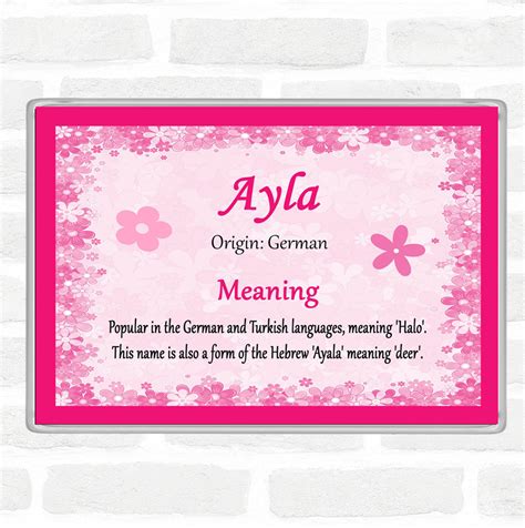 Ayla Name Meaning Jumbo Fridge Magnet Pink - The Card Zoo