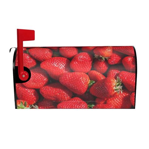 Bingfone Strawberry Red Magnetic Mailbox Cover Standard Size For Garden