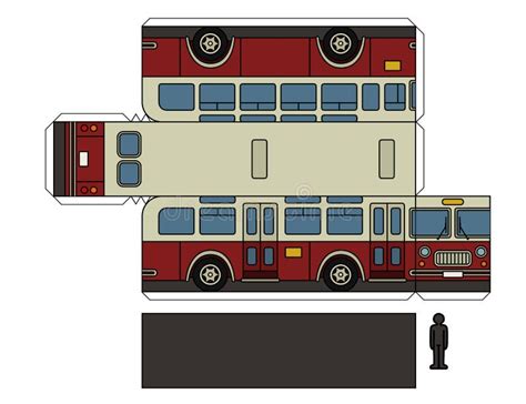 Paper Model of a Classic City Bus Stock Vector - Illustration of white ...