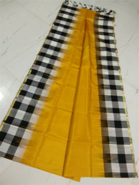 Uppada Yellow Color Border Checks Silk Saree Devi Handlooms