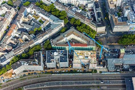 Düsseldorf von oben Baustelle zum Neubau der Hotelanlage Hampton by