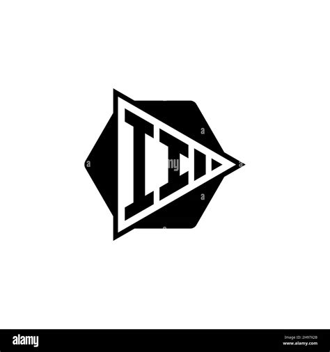 II Monogram logo letter with triangle play button shape hexagonal ...