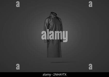 Blank Black Protective Raincoat Mockup Front And Back View D