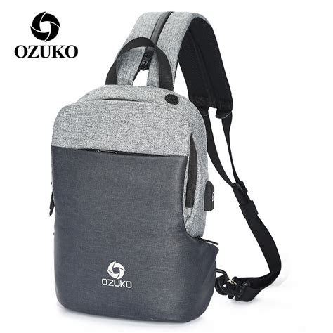 Ozuko Men Fashion Crossbody Messenger Bag Multifunction Chest Pack