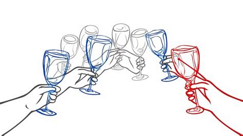 Premium Photo 3D Vector Cartoon Continuous Line Champagne Cheers