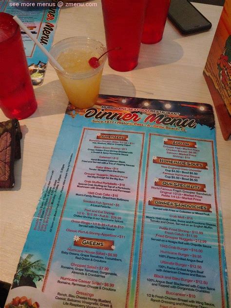 Online Menu of Hurricane Seafood Restaurant Restaurant, St Pete Beach, Florida, 33706 - Zmenu