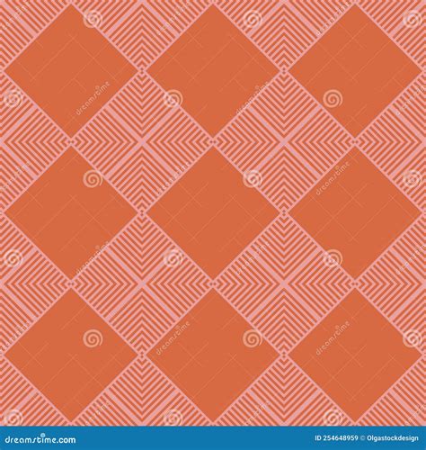 Vector Geometric Square Grid Seamless Pattern Abstract Pink And Orange